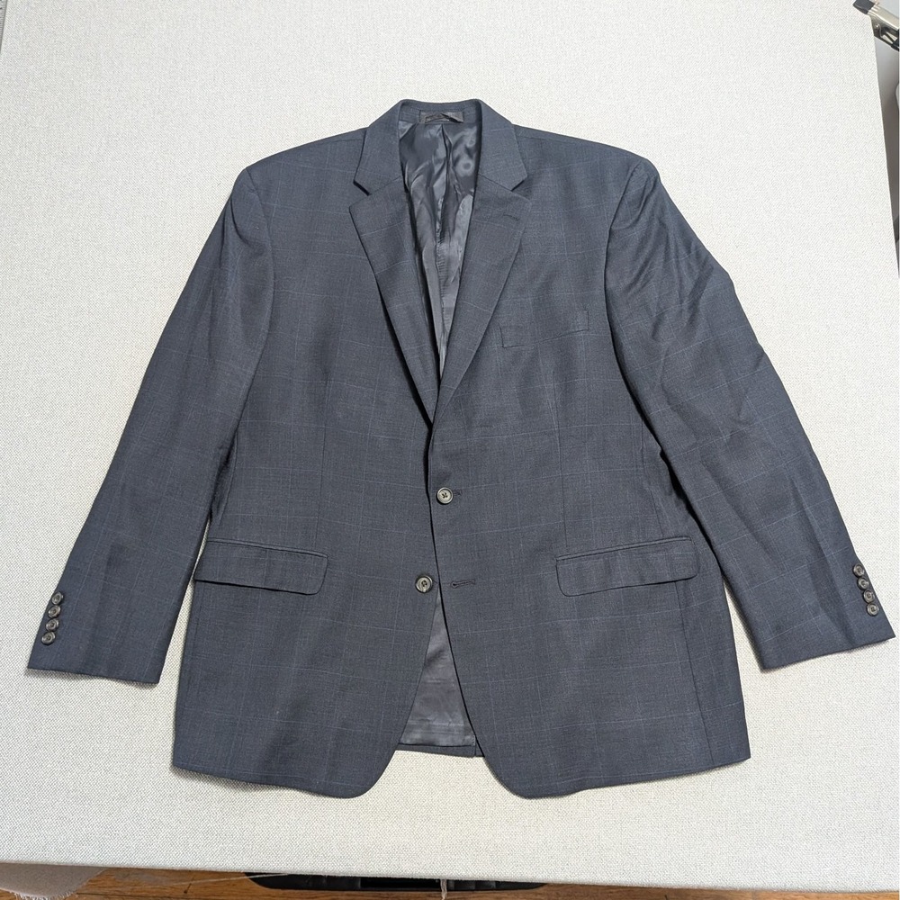 Lauren Ralph Lauren Men's 46R Navy Blue Check Wool Blazer Sport Coat Jacket LRL